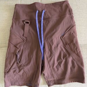 lululemon athletica Brown Shorts with Blue Drawstring